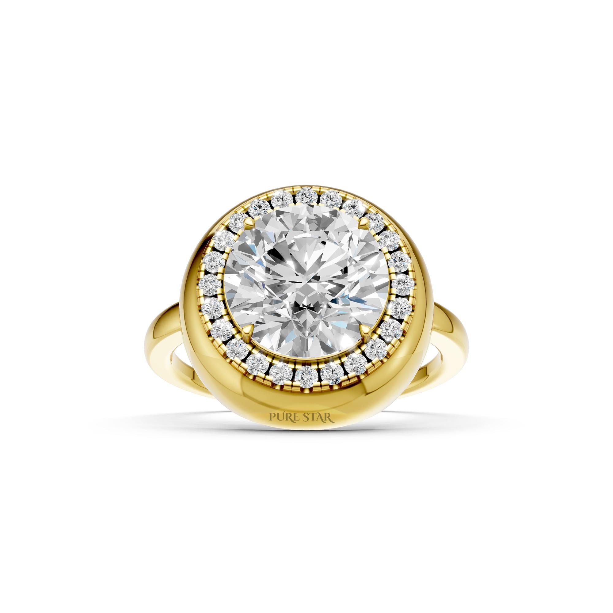 3 CT Round Halo Diamond Ring Lab Grown Engagement Ring Dainty Gold Ring Brilliant Cut Luxury Wedding Jewelry Gift for Her