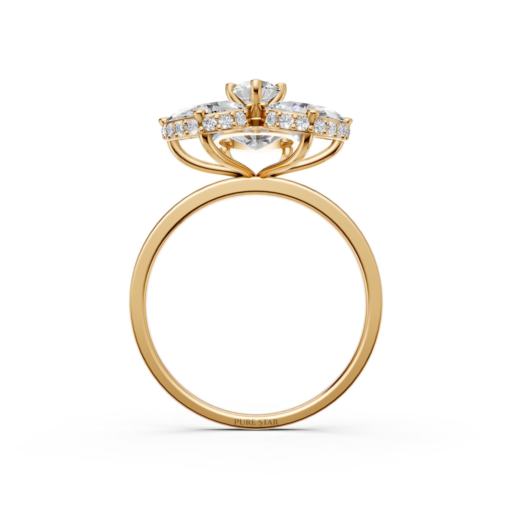14K Gold Three Stone Engagement Ring, Oval Shape Lab Grown Diamond Ring, Dainty Anniversary Trilogy Ring for Her, Unique Gold Ring for Her