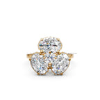 14K Gold Three Stone Engagement Ring, Oval Shape Lab Grown Diamond Ring, Dainty Anniversary Trilogy Ring for Her, Unique Gold Ring for Her