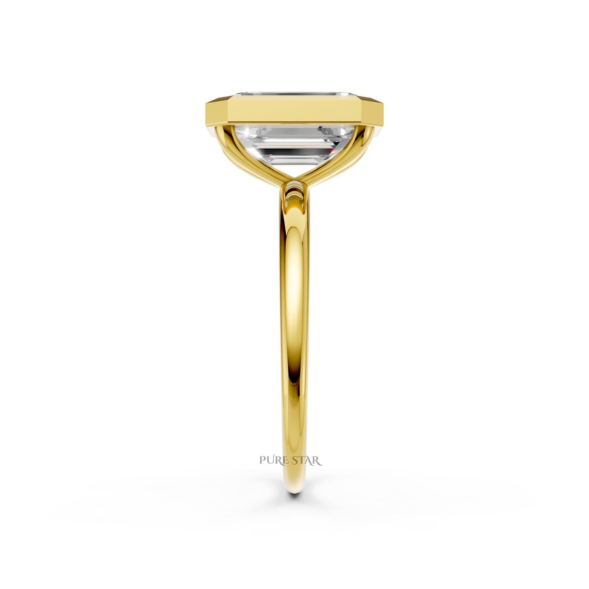 Emerald Cut Lab Grown Diamond Ring | CVD Solitaire Engagement Ring 25 CT Yellow Gold | Luxury Promise Ring for Women