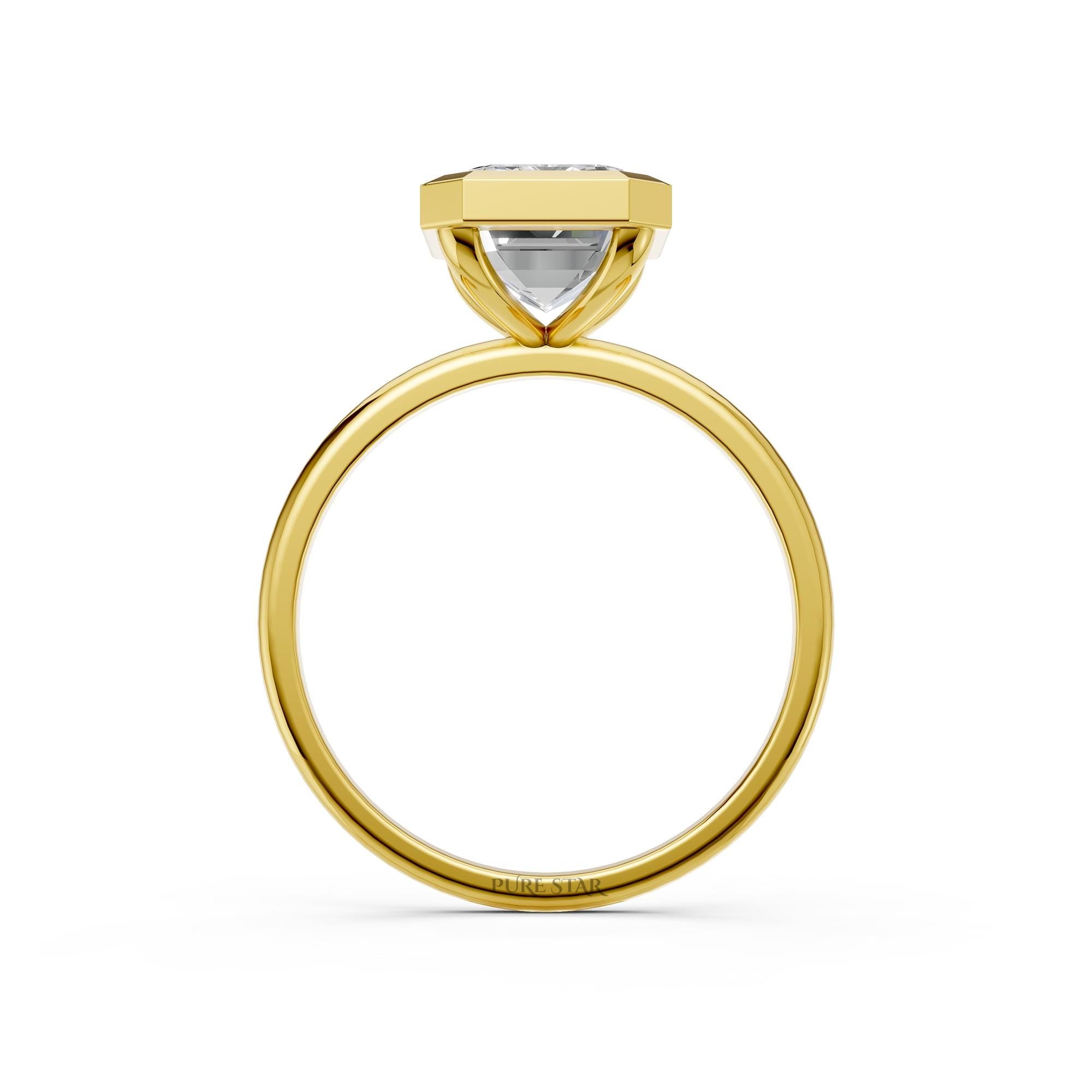 Emerald Cut Lab Grown Diamond Ring | CVD Solitaire Engagement Ring 25 CT Yellow Gold | Luxury Promise Ring for Women