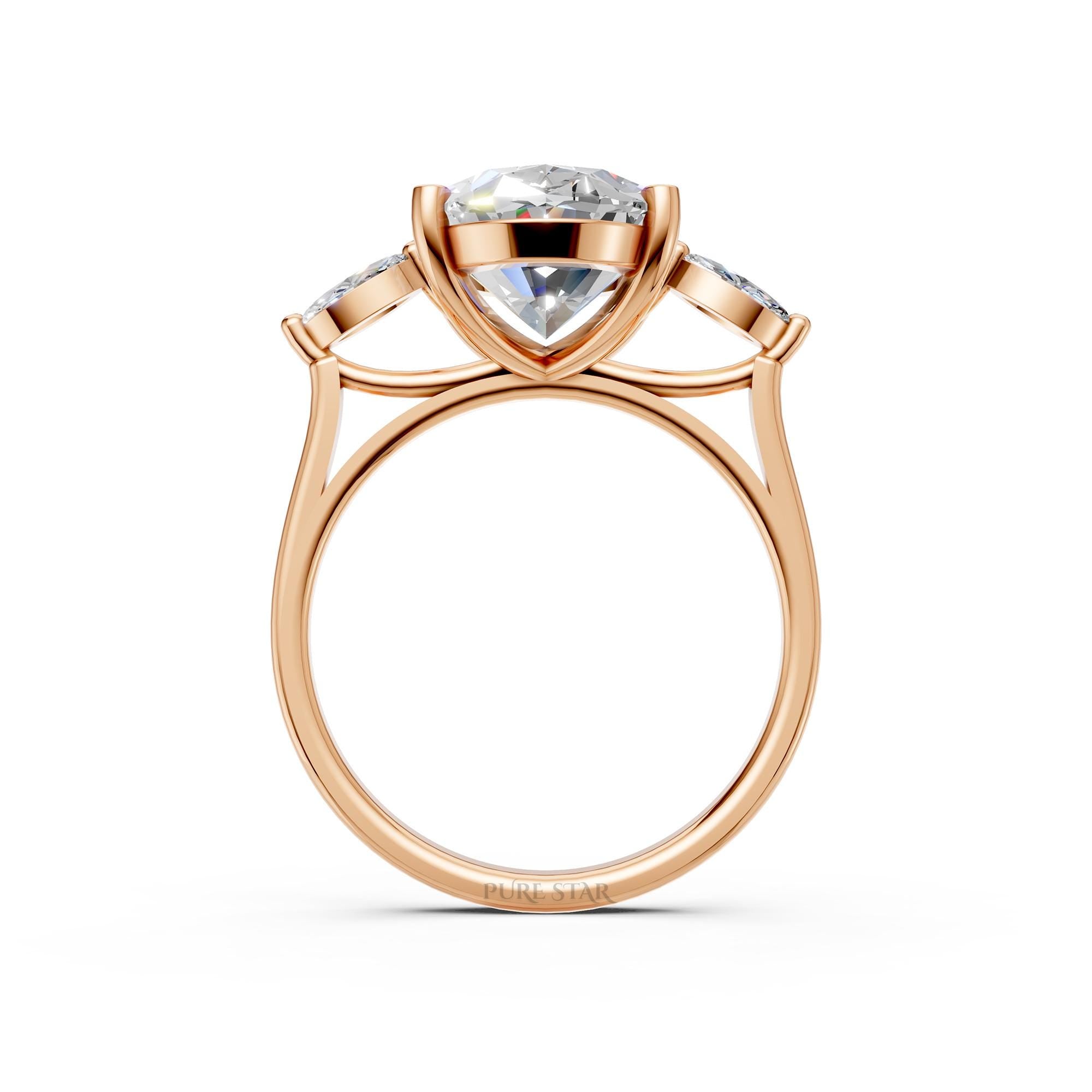 Oval Three Stone Diamond Ring 5 Carat Lab Grown Engagement Ring Trilogy Oval Ring Gold Luxury Bridal Gift for Her