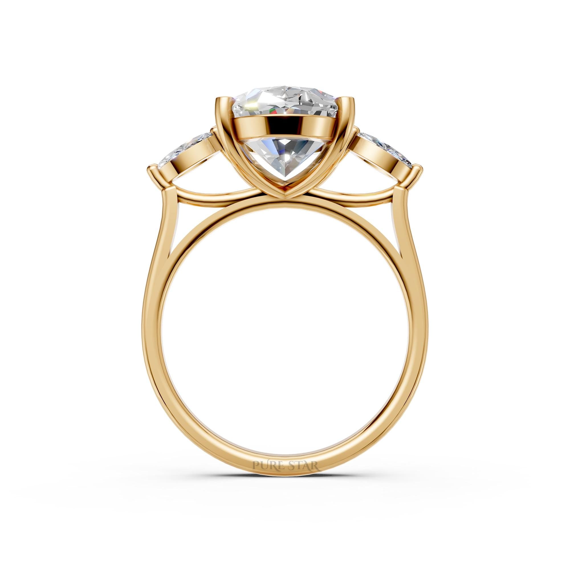 Oval Three Stone Diamond Ring 5 Carat Lab Grown Engagement Ring Trilogy Oval Ring Gold Luxury Bridal Gift for Her