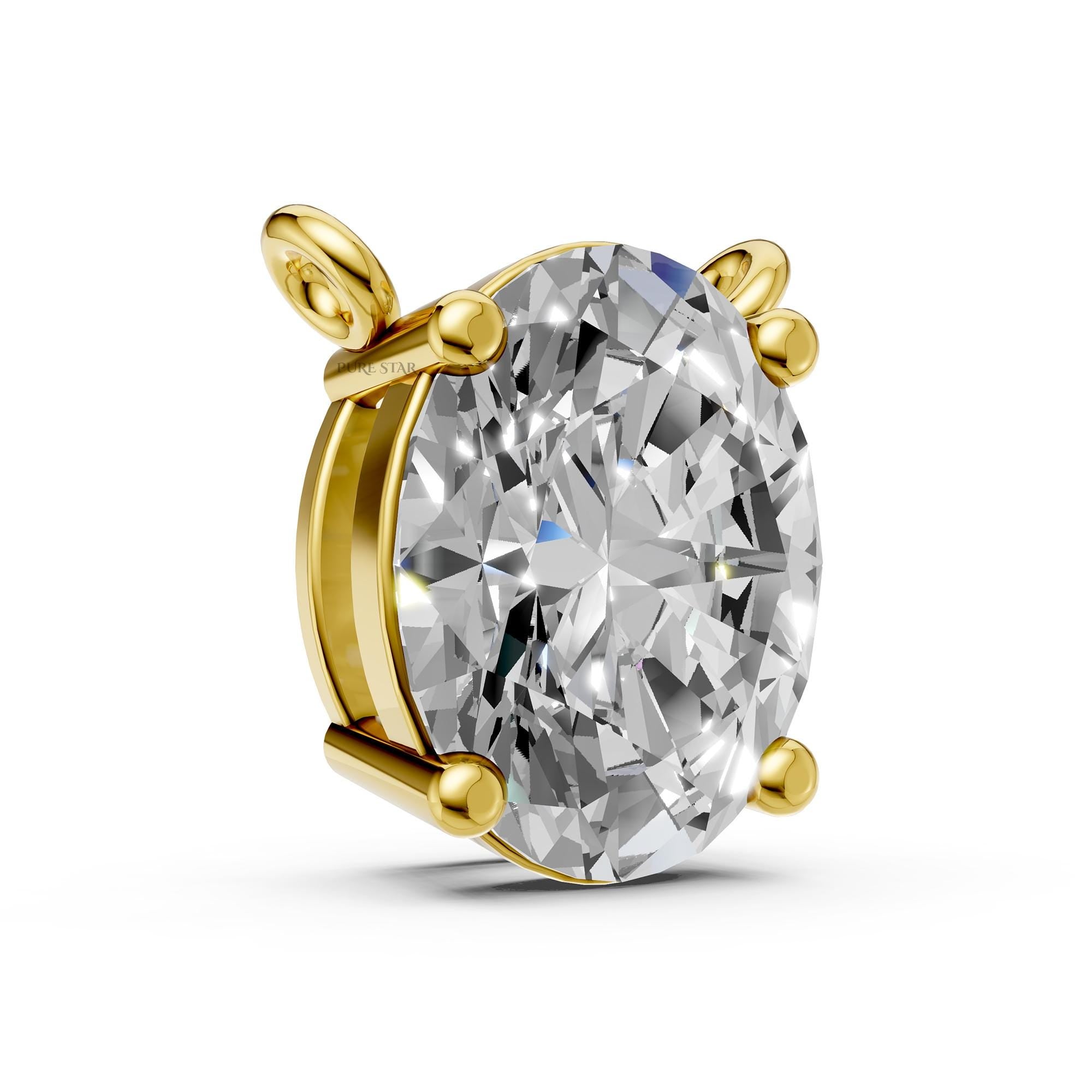 Oval Lab Grown Diamond Necklace | Solitaire Oval Diamond Pendant in 14K Gold | Luxury Anniversary Gift for Her