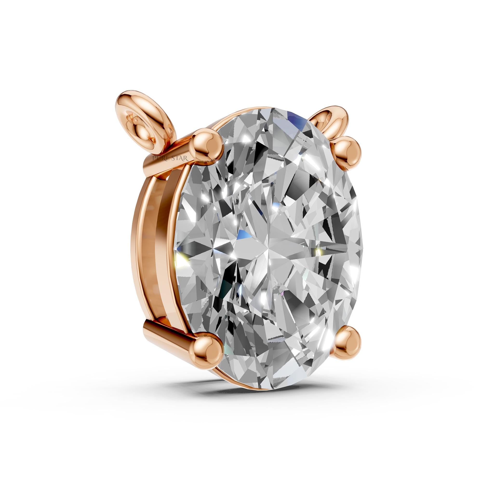 Oval Lab Grown Diamond Necklace | Solitaire Oval Diamond Pendant in 14K Gold | Luxury Anniversary Gift for Her