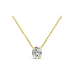 Oval Lab Grown Diamond Necklace | Solitaire Oval Diamond Pendant in 14K Gold | Luxury Anniversary Gift for Her