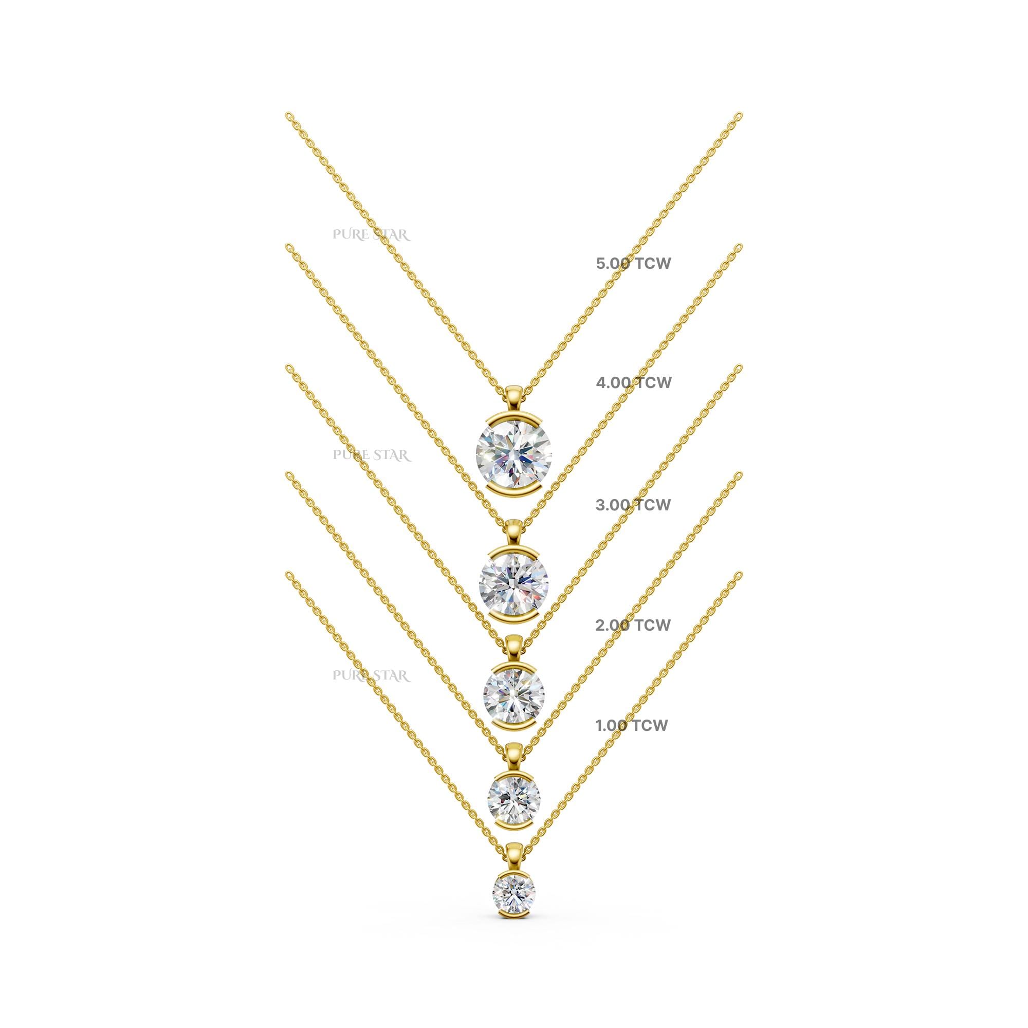 Solitaire Lab Grown Diamond Pendant | Round Cut Diamond Necklace in Gold | Minimalist Anniversary Gift for Women
