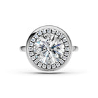 3 CT Round Halo Diamond Ring Lab Grown Engagement Ring Dainty Gold Ring Brilliant Cut Luxury Wedding Jewelry Gift for Her