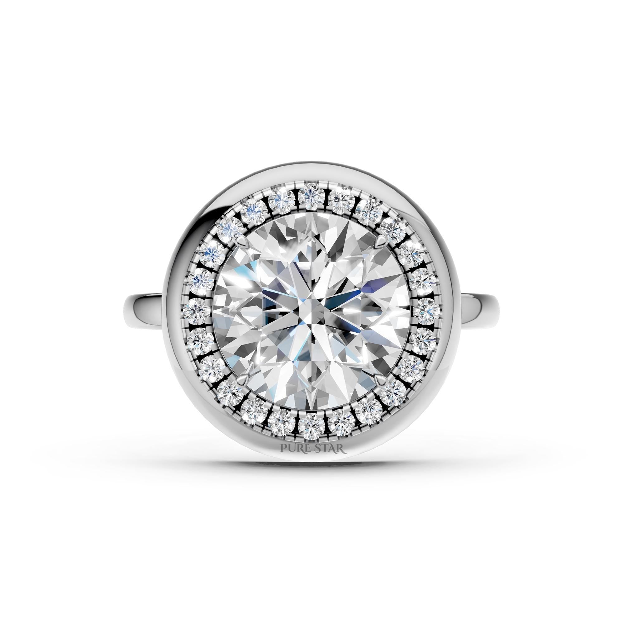 3 CT Round Halo Diamond Ring Lab Grown Engagement Ring Dainty Gold Ring Brilliant Cut Luxury Wedding Jewelry Gift for Her