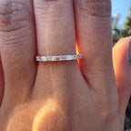 Lab Grown Diamond Half Eternity Ring | Baguette & Round Minimalist Band in Gold | Wedding Anniversary Ring for Women