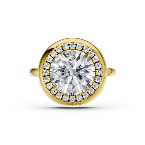 3 CT Round Halo Diamond Ring Lab Grown Engagement Ring Dainty Gold Ring Brilliant Cut Luxury Wedding Jewelry Gift for Her
