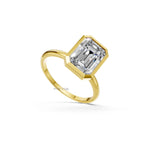 Emerald Cut Lab Grown Diamond Ring | CVD Solitaire Engagement Ring 25 CT Yellow Gold | Luxury Promise Ring for Women