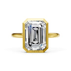 Emerald Cut Lab Grown Diamond Ring | CVD Solitaire Engagement Ring 25 CT Yellow Gold | Luxury Promise Ring for Women