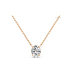Oval Lab Grown Diamond Necklace | Solitaire Oval Diamond Pendant in 14K Gold | Luxury Anniversary Gift for Her