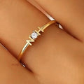 Custom Initial Letter Ring 14K Gold | Round Lab Grown Diamond Letter Ring | Yellow Gold Name Ring