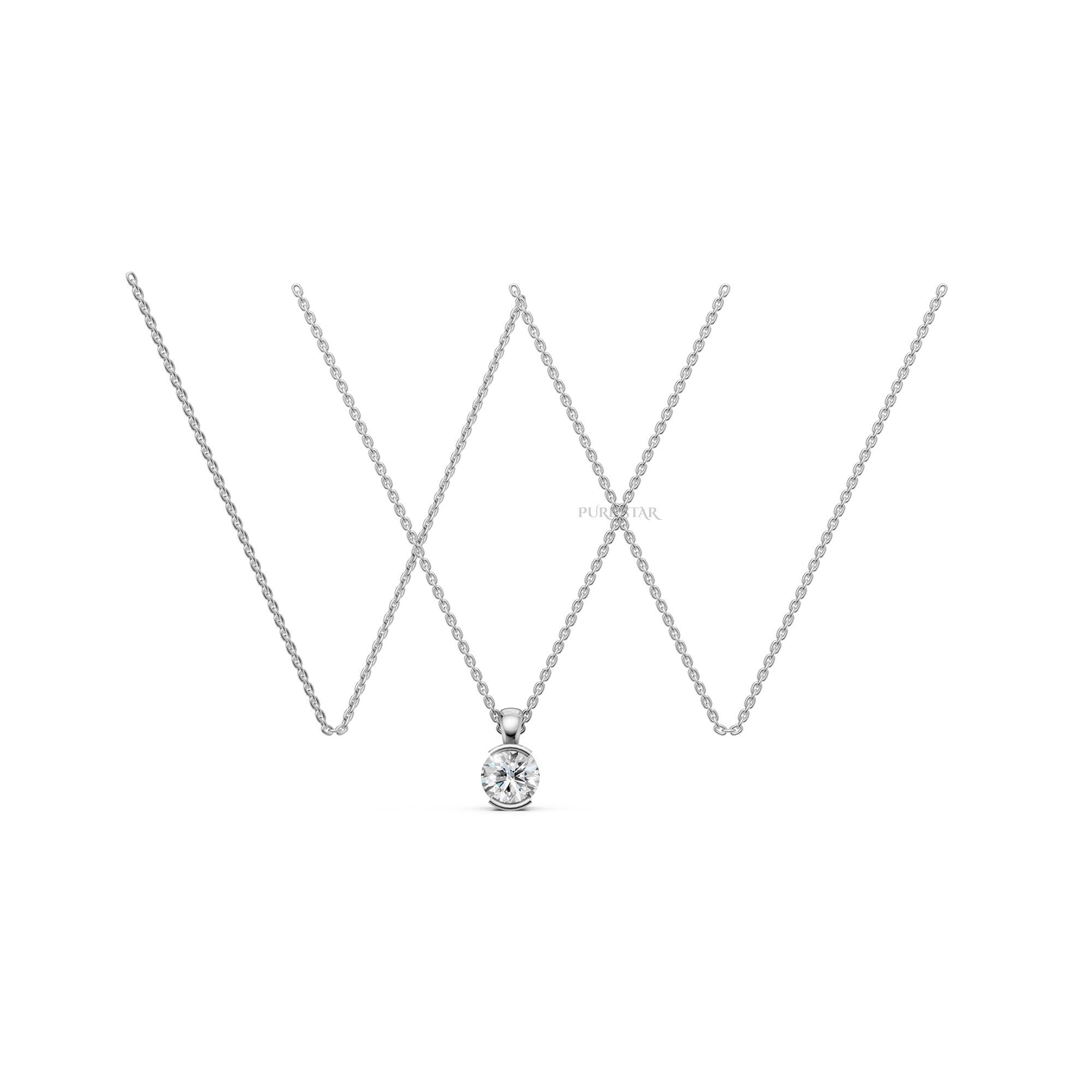 Solitaire Lab Grown Diamond Pendant | Round Cut Diamond Necklace in Gold | Minimalist Anniversary Gift for Women