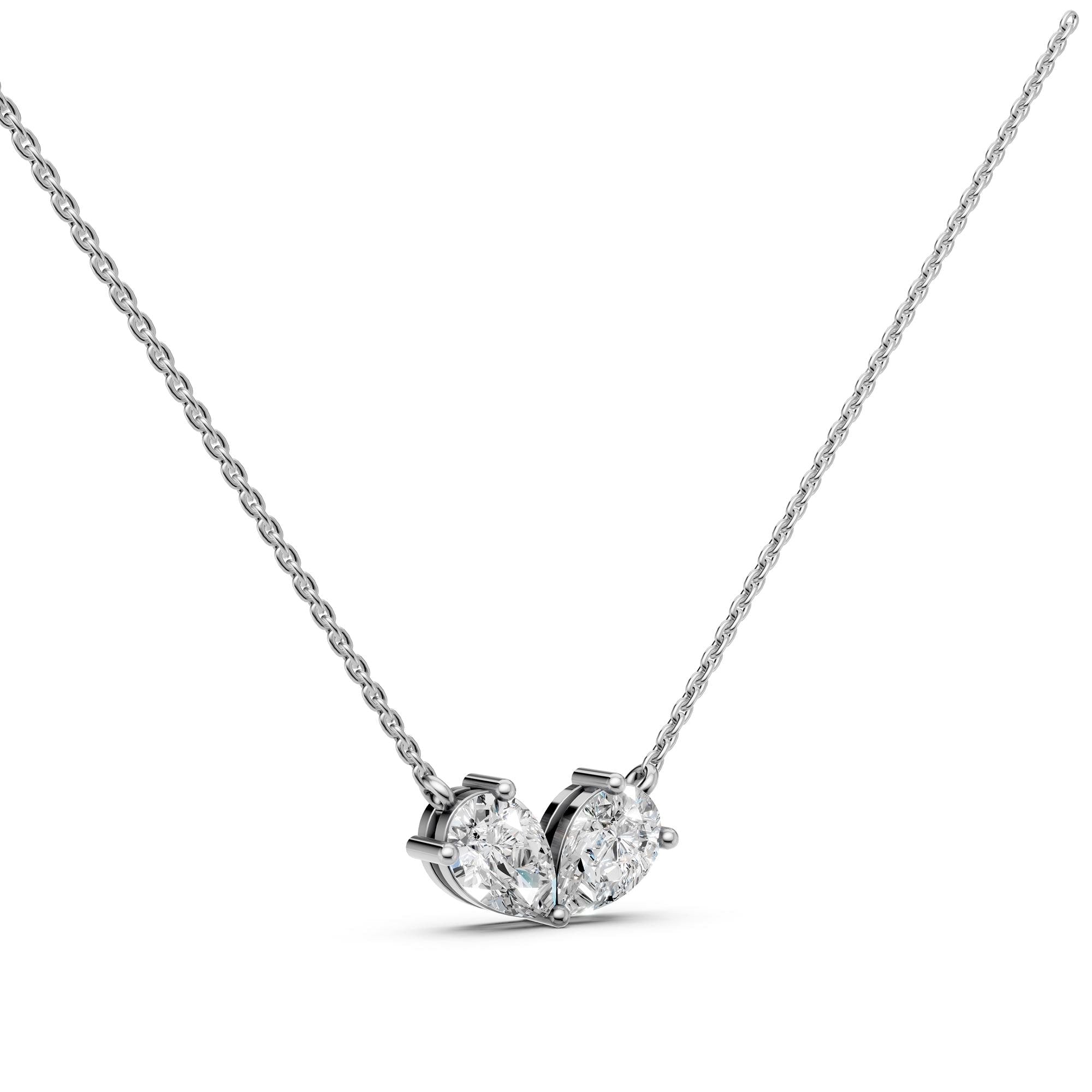 Toi et Moi Lab Grown Diamond Necklace | Pear Cut Two Stone Pendant in 14K Gold | Romantic Anniversary & Birthday Gift