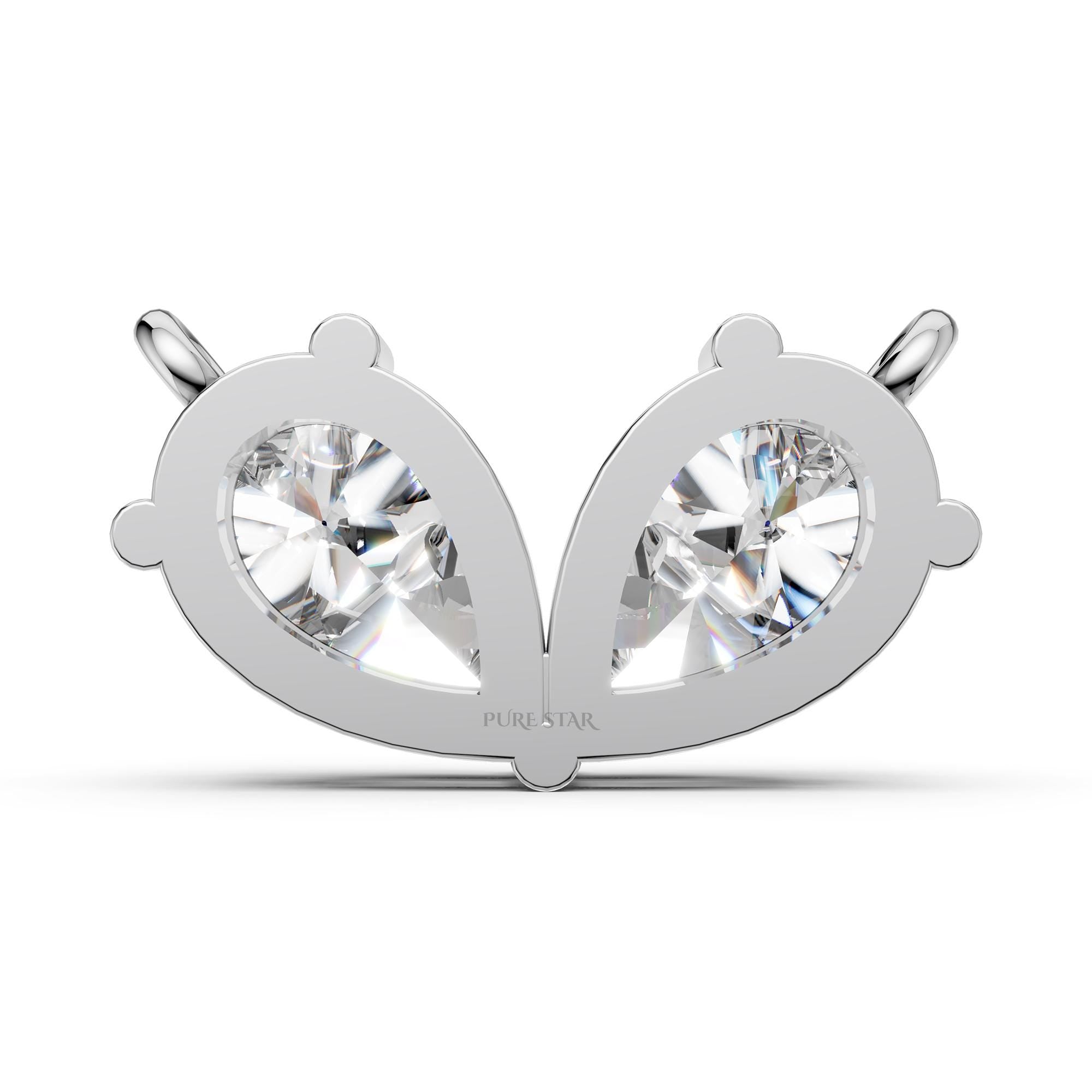 Toi et Moi Lab Grown Diamond Necklace | Pear Cut Two Stone Pendant in 14K Gold | Romantic Anniversary & Birthday Gift