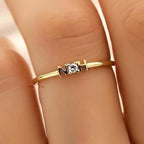 Custom Initial Letter Ring 14K Gold | Round Lab Grown Diamond Letter Ring | Yellow Gold Name Ring