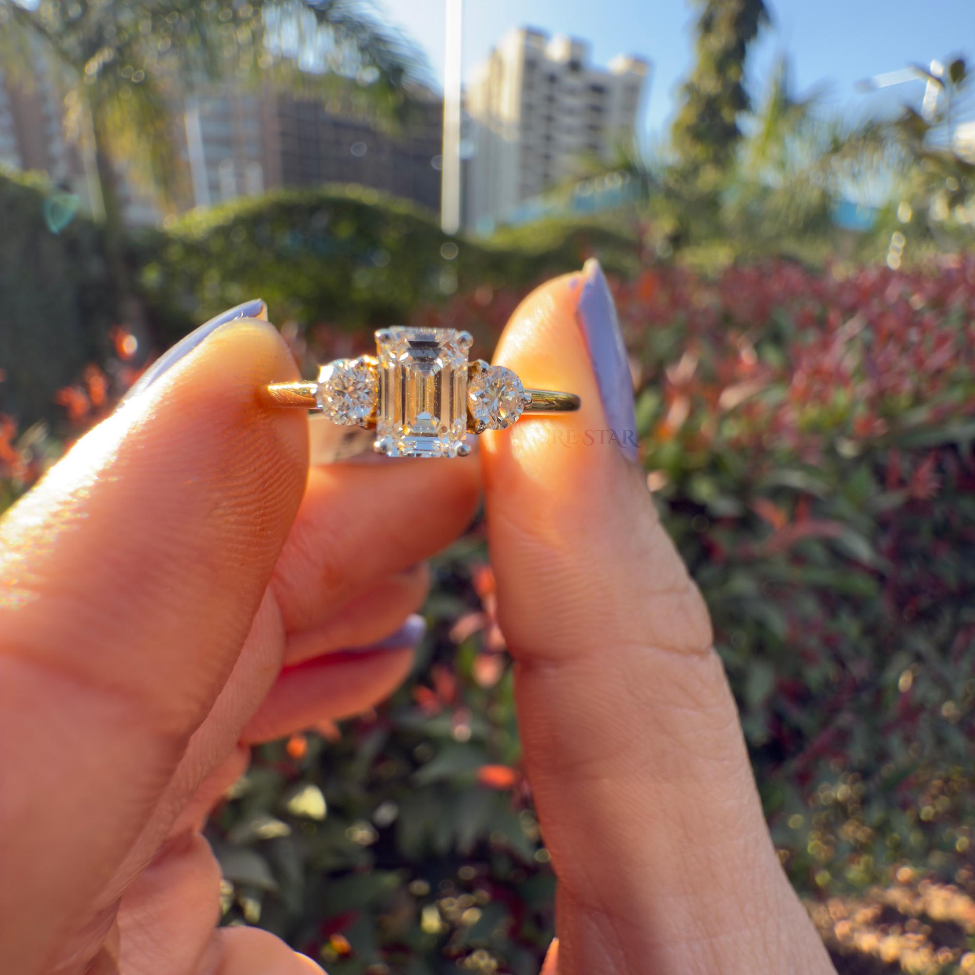 Round Cut Lab Grown Diamond Ring | Minimalist 14k Gold Solitaire Ring | Dainty Anniversary Promise Ring for Women