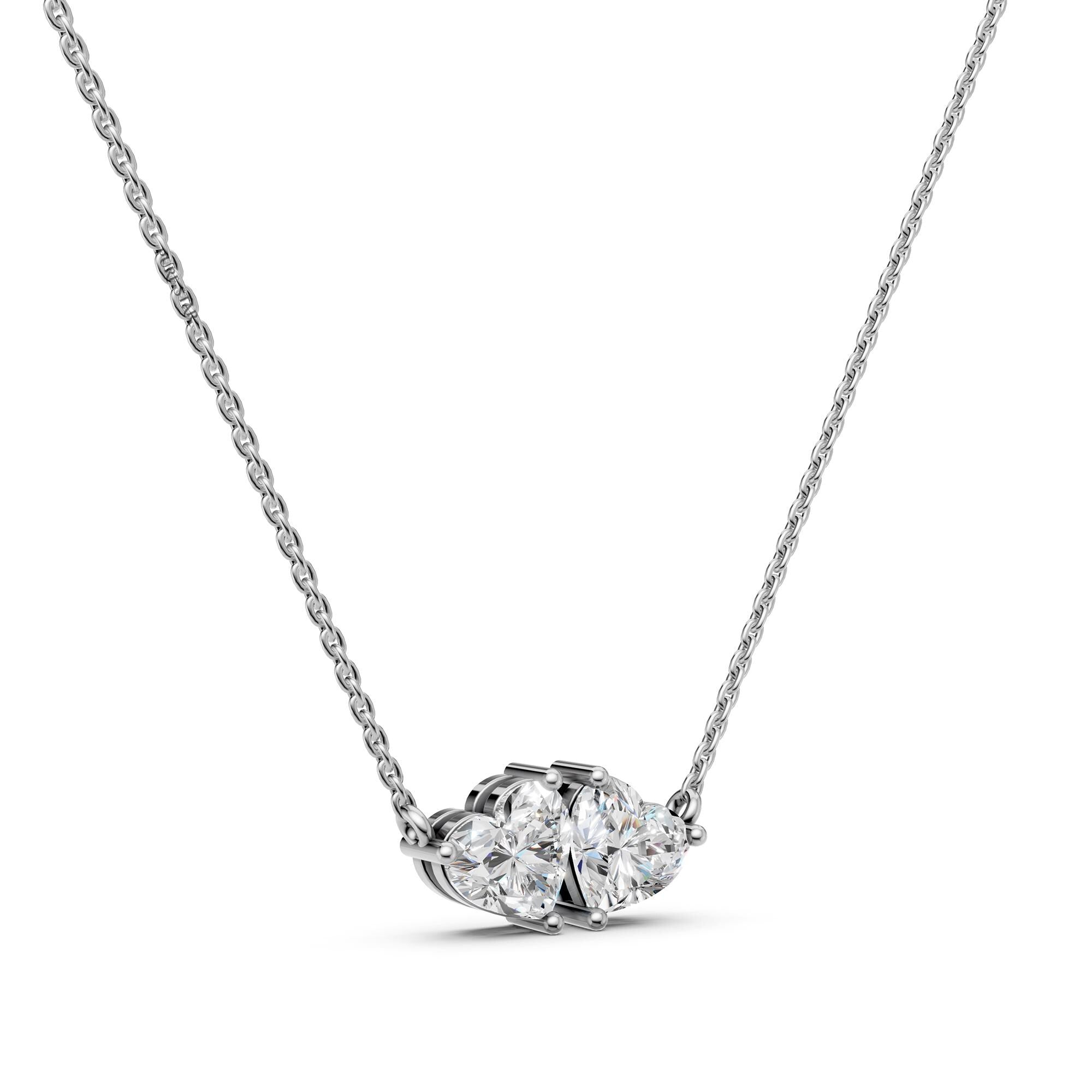 Toi Et Moi Lab Grown Diamond Pendant | Heart & Heart Two Stone 14K Gold Necklace | Romantic Anniversary Gift for Her