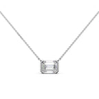 Emerald Cut Lab Grown Diamond Necklace | 4.00 CT Half Bezel Pendant in 14K Gold | IGI Certified Solitaire Wedding Necklace for Her
