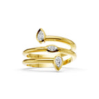 Lab Grown Diamond Marquise Pear Ring | 14K Gold Spiral Bezel Fancy Ring | Modern Anniversary & Engagement Ring for Women