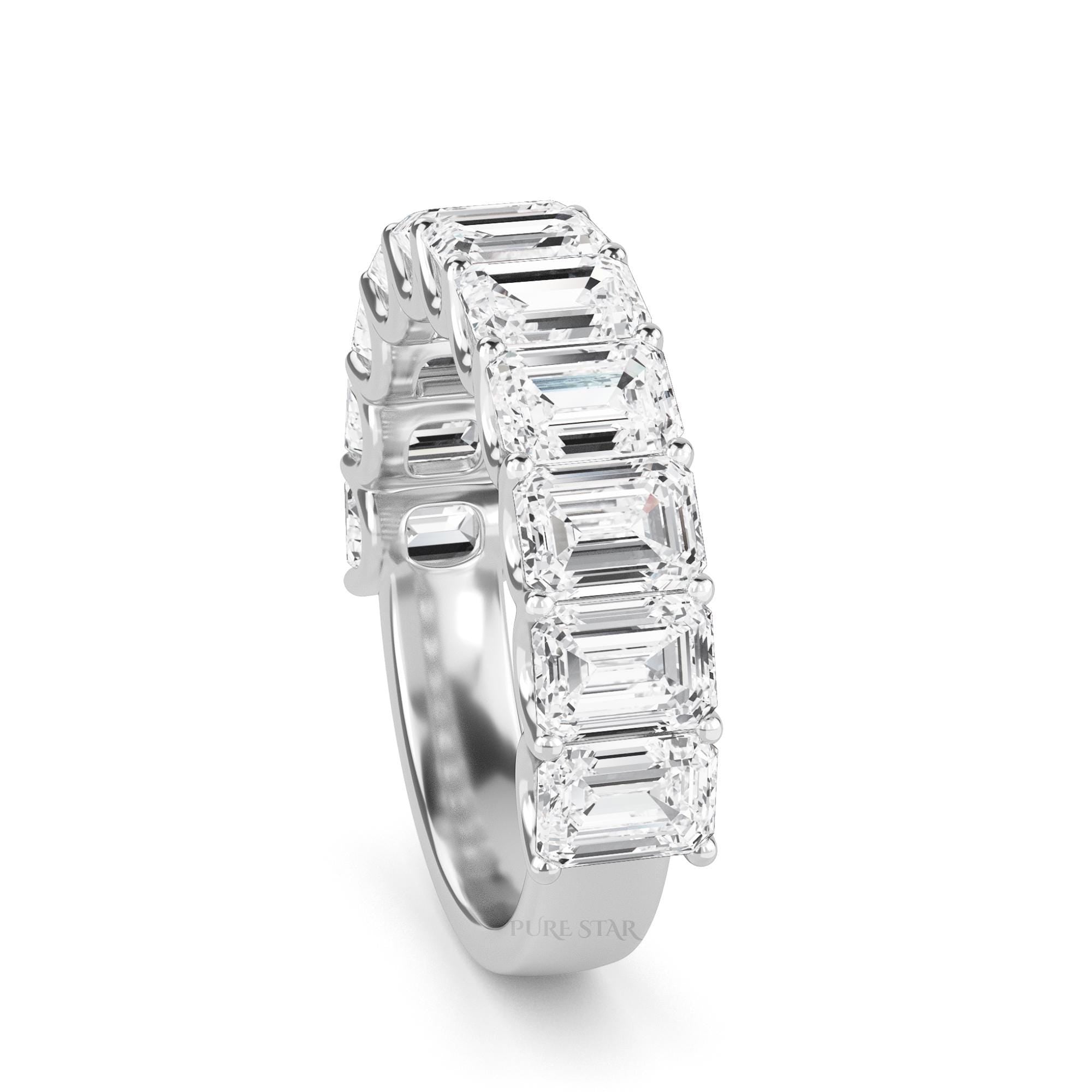 Lab Grown Diamond Eternity Band: White Gold, Emerald Cut