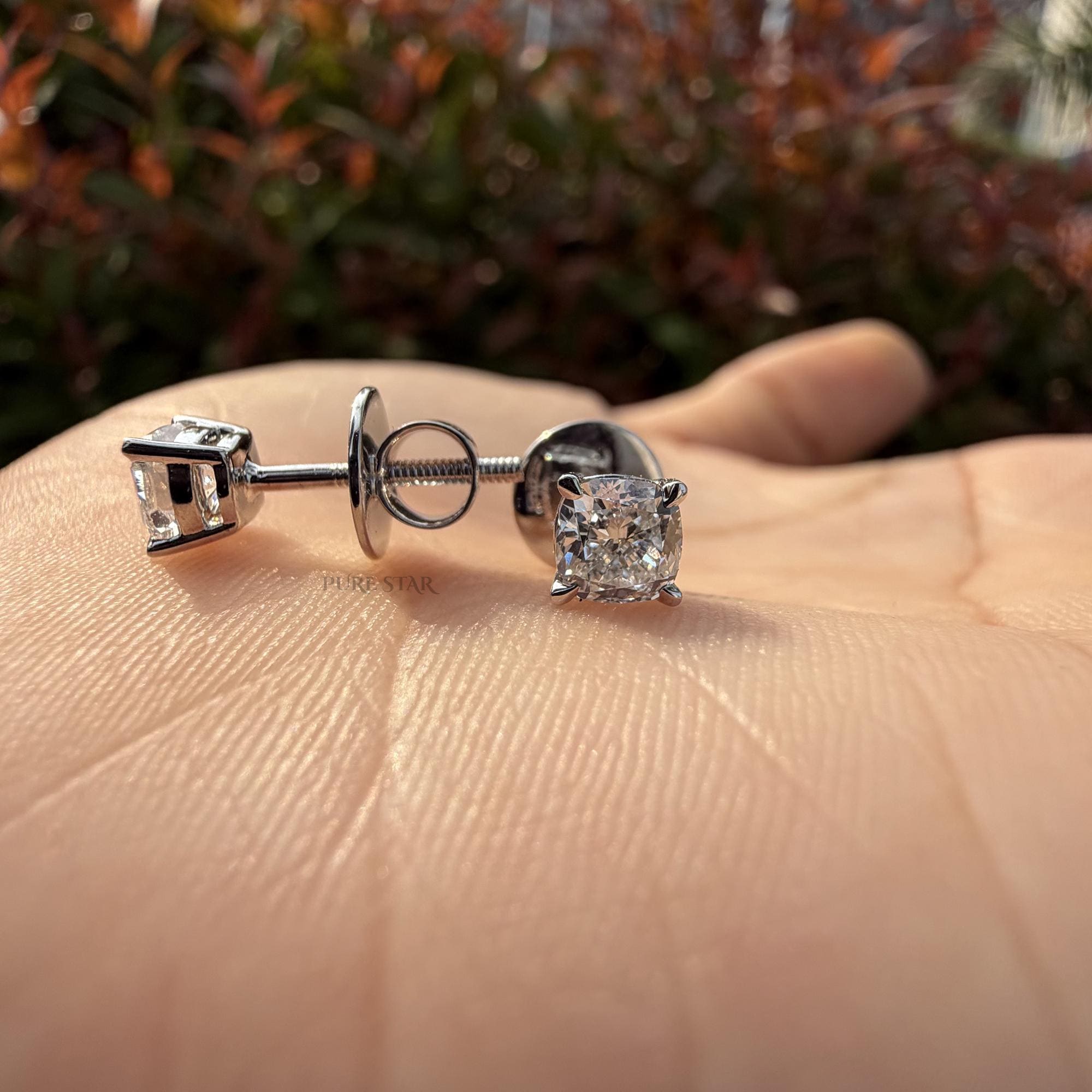 Cushion Lab Grown Diamond Stud Earrings, Cushion Diamond Studs, 0.5-4.0CT Cushion Earrings, Anniversary Gift for Women, Wedding Earrings