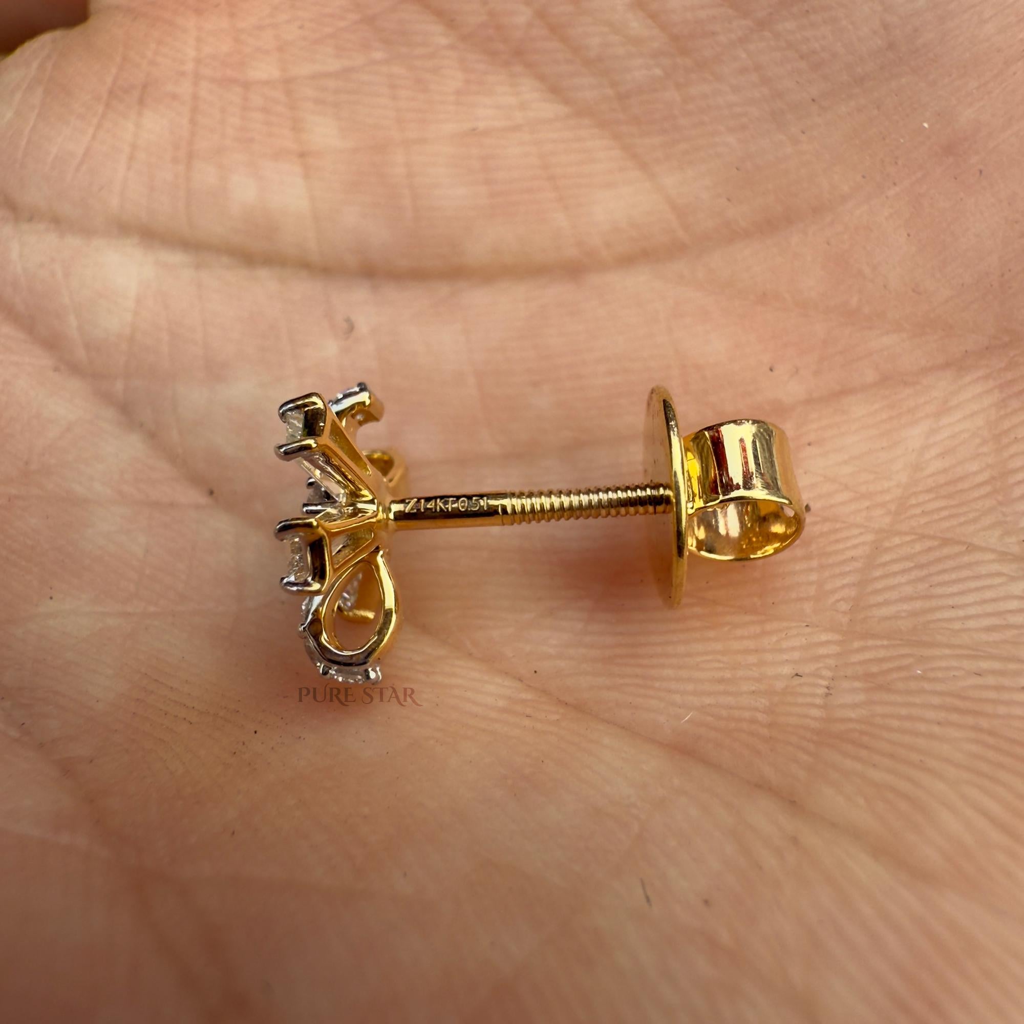 Lab Grown Diamond Stud Earrings | 14K Gold Baguette Diamond Studs | Luxury Bridal Anniversary Earrings for Women