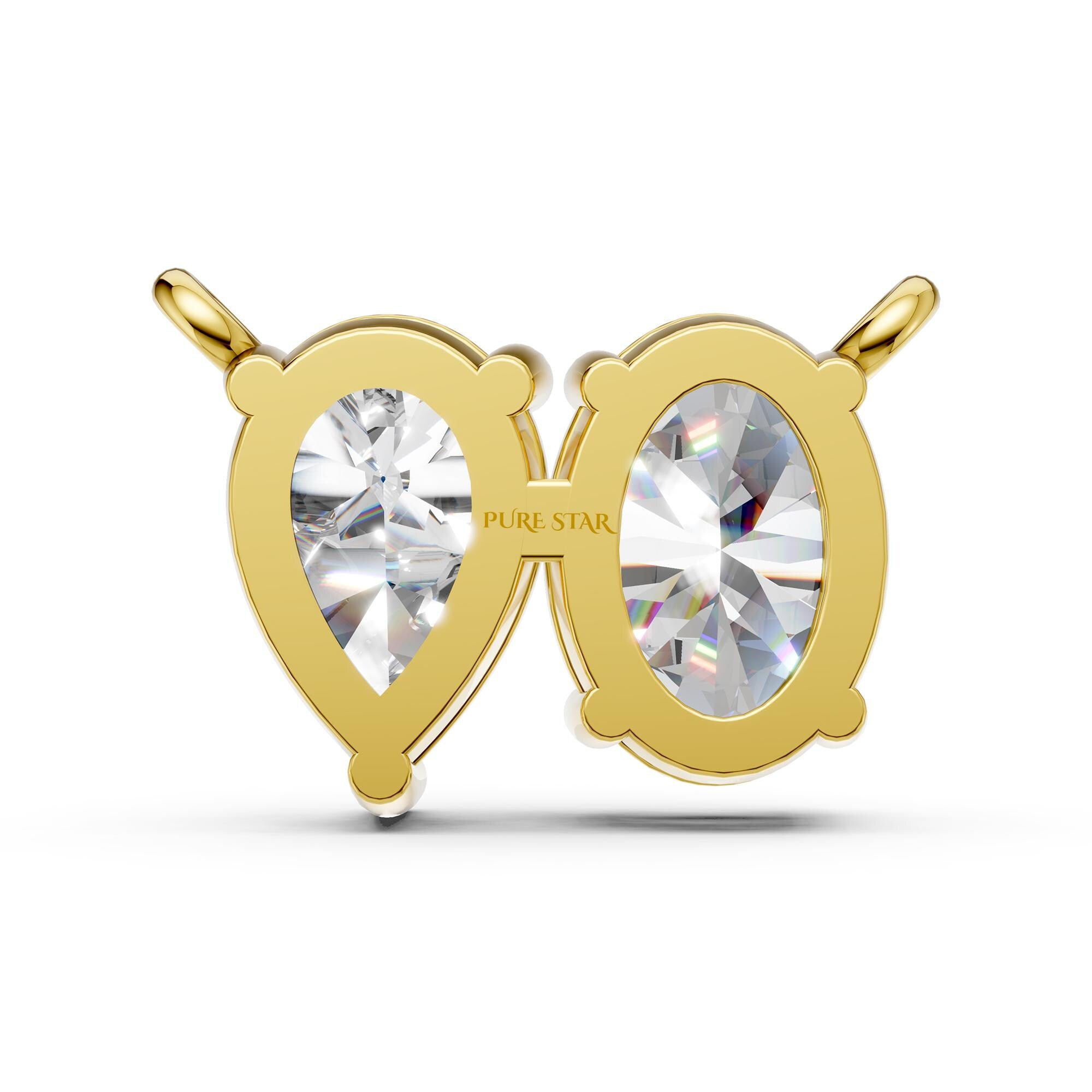 Toi Et Moi Lab Grown Diamond Pendant | Oval & Pear Two-Stone Necklace in 14K Gold | Romantic Luxury Gift for Her
