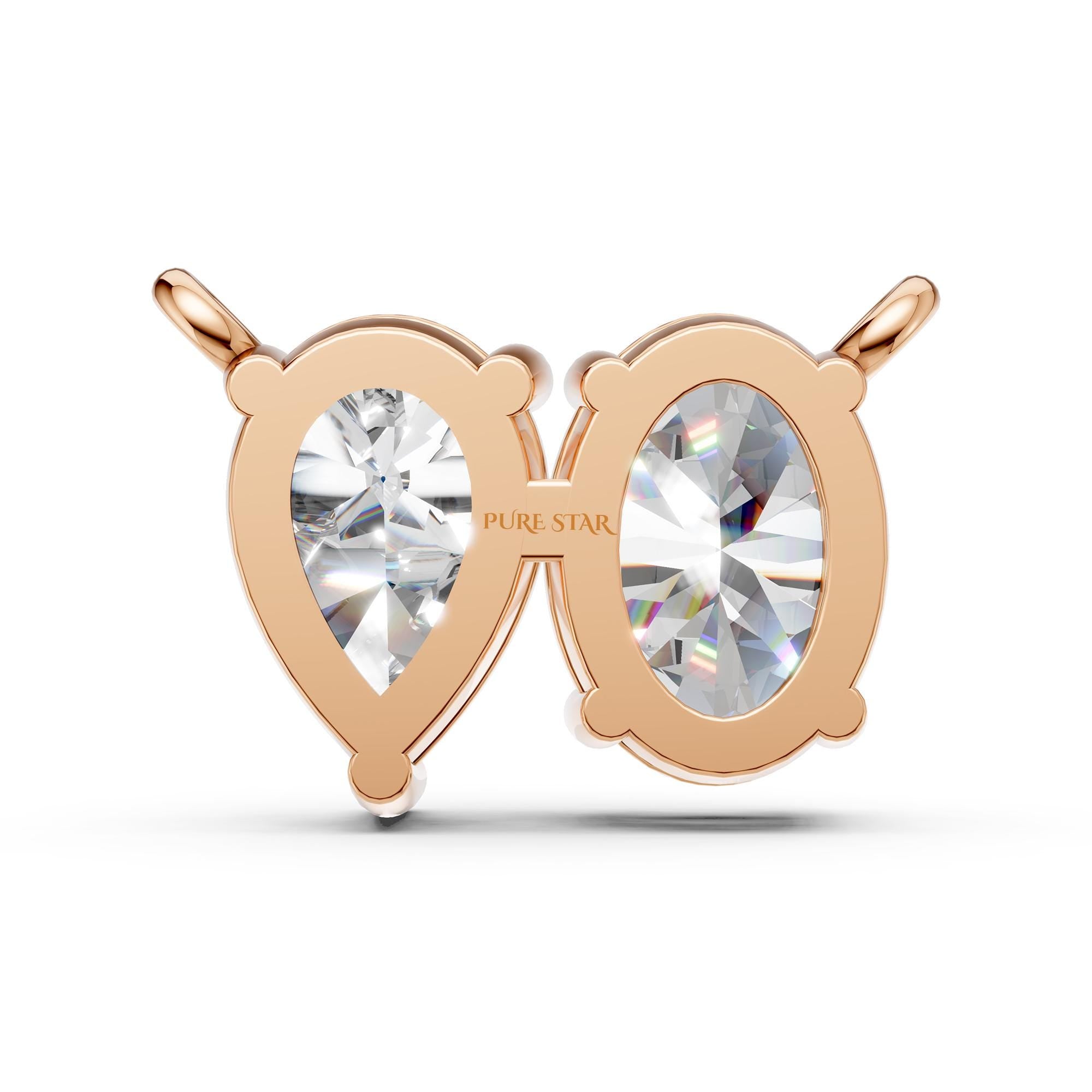 Toi Et Moi Lab Grown Diamond Pendant | Oval & Pear Two-Stone Necklace in 14K Gold | Romantic Luxury Gift for Her