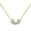 Toi et Moi Lab Grown Diamond Necklace | Pear Cut Two Stone Pendant in 14K Gold | Romantic Anniversary & Birthday Gift