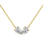 Toi et Moi Lab Grown Diamond Necklace | Pear Cut Two Stone Pendant in 14K Gold | Romantic Anniversary & Birthday Gift