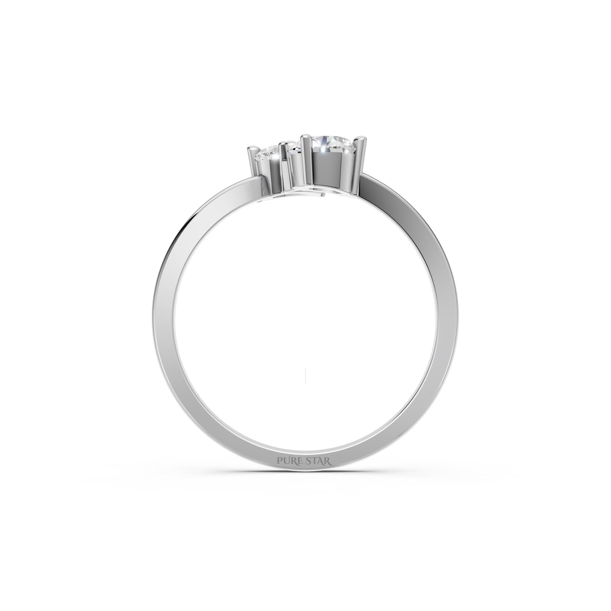 Toi et Moi Diamond Ring, Lab Grown Two Stone Engagement Ring, Pear & Round Gold Ring, Romantic Modern Promise Ring for Her