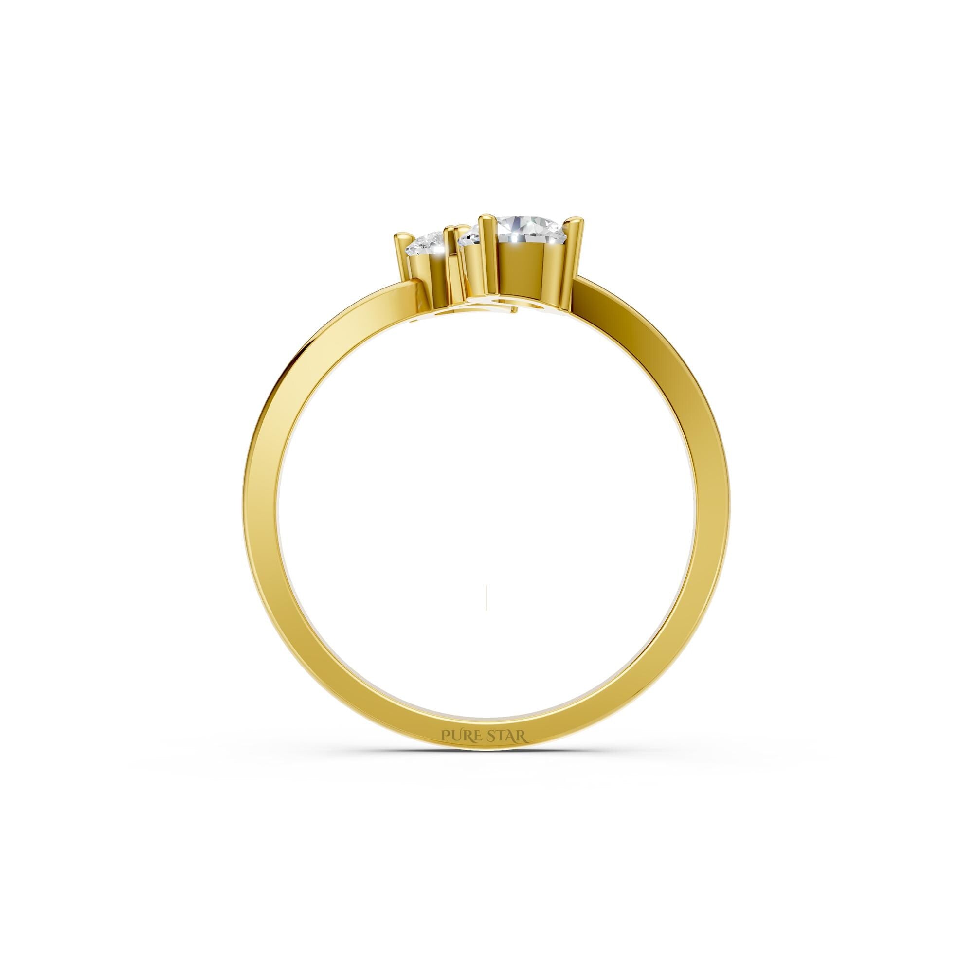 Toi et Moi Diamond Ring, Lab Grown Two Stone Engagement Ring, Pear & Round Gold Ring, Romantic Modern Promise Ring for Her