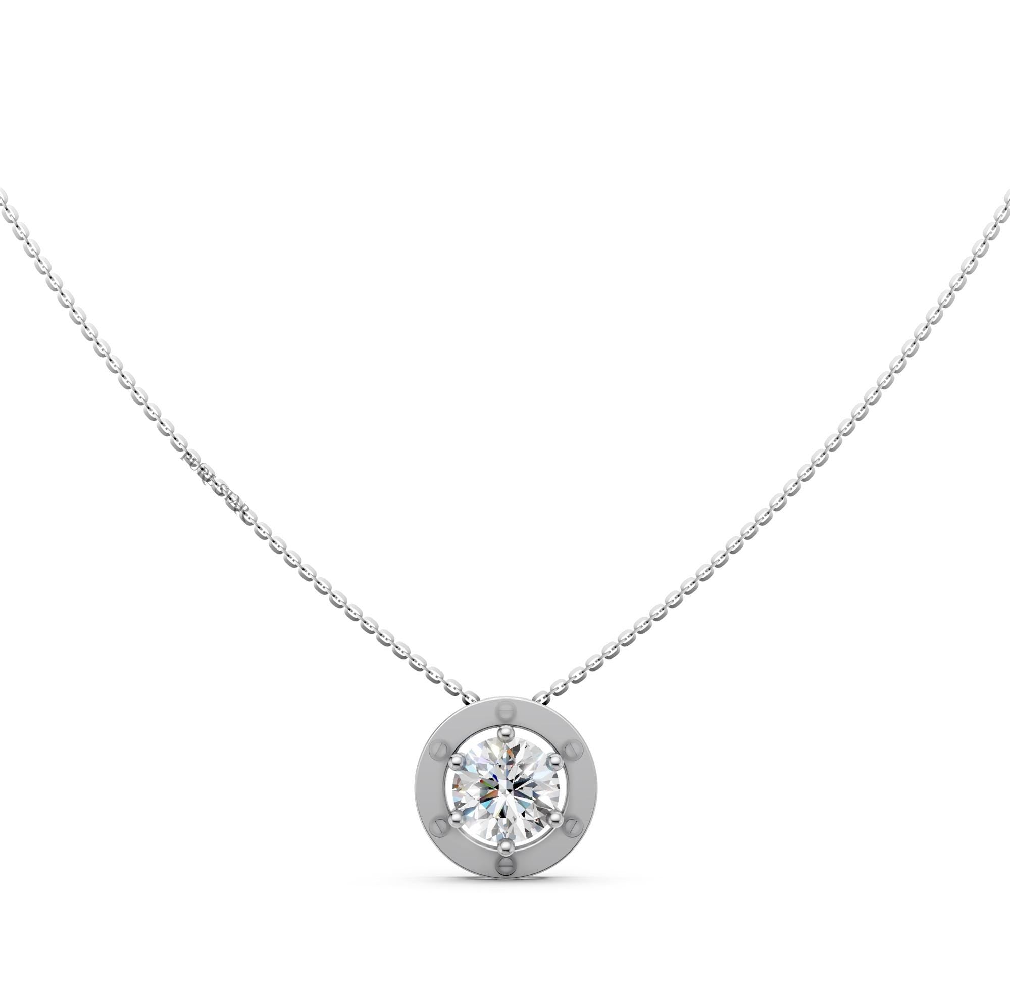 Lab Grown Diamond Pendant Necklace | Round Solitaire Gold Necklace 13 CT | Minimal Luxury Gift for Women Anniversary