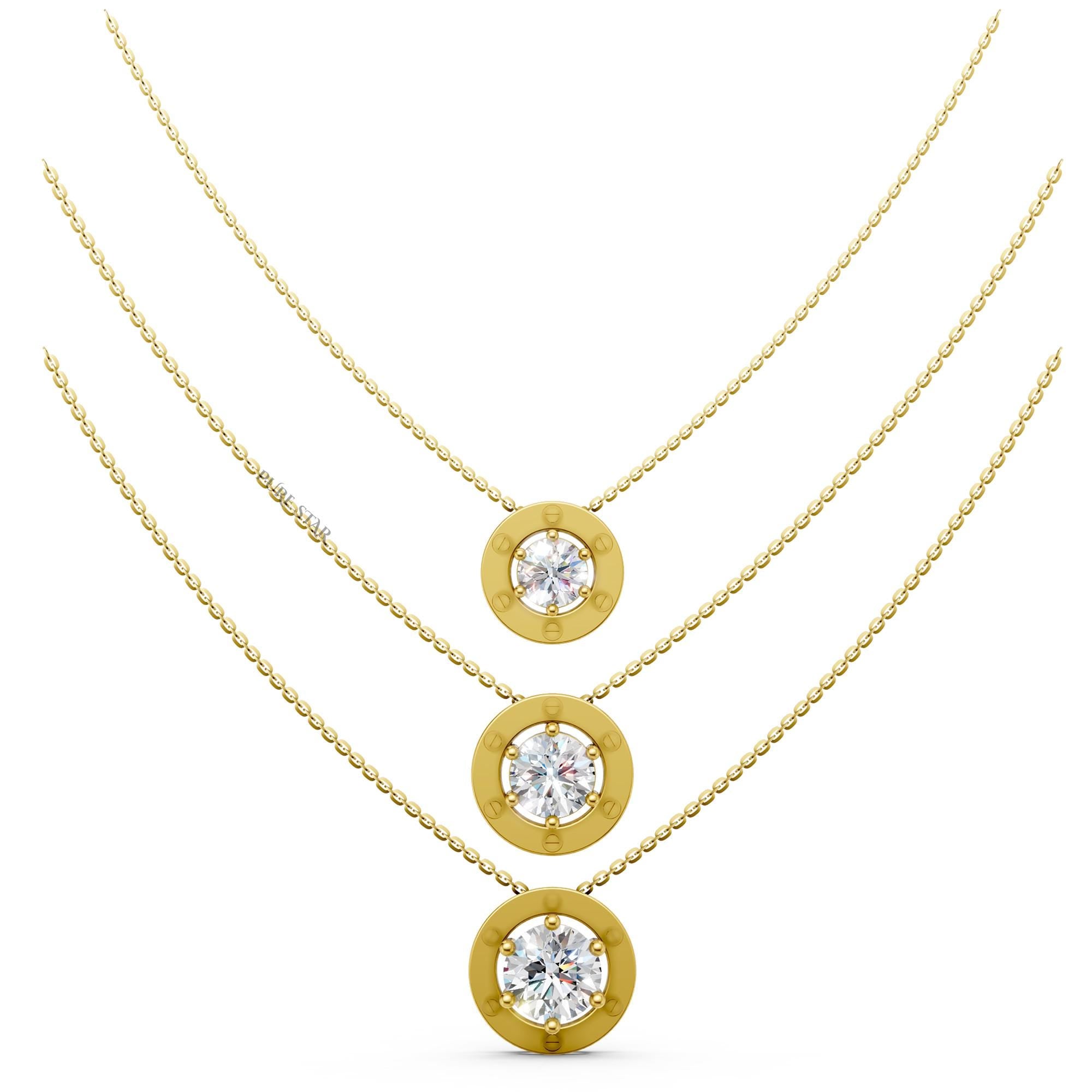 Lab Grown Diamond Pendant Necklace | Round Solitaire Gold Necklace 13 CT | Minimal Luxury Gift for Women Anniversary