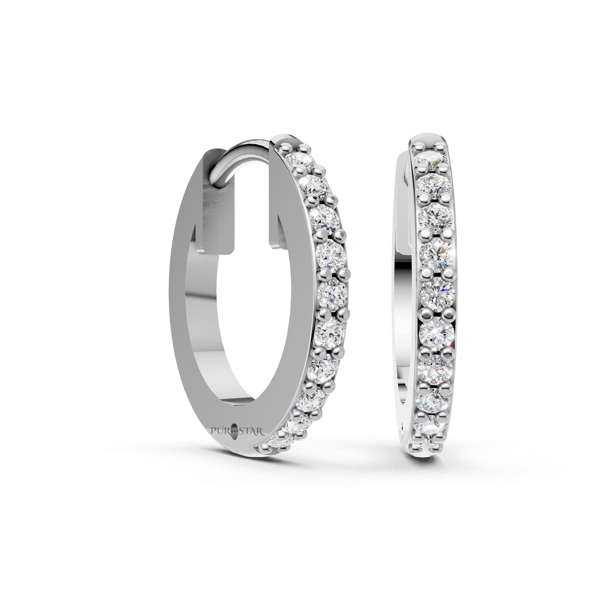 Lab Grown Diamond Hoop Earrings 14K Gold | Round Cut Bridal Wedding Gift | Luxury Diamond Hoops for Women