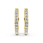 Lab Grown Diamond Hoop Earrings 14K Gold | Round Cut Bridal Wedding Gift | Luxury Diamond Hoops for Women