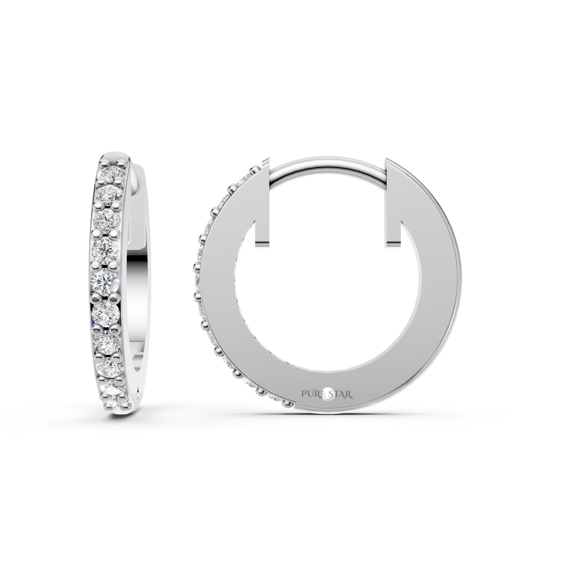 Lab Grown Diamond Hoop Earrings 14K Gold | Round Cut Bridal Wedding Gift | Luxury Diamond Hoops for Women