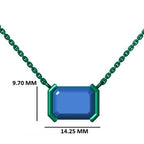 Emerald Cut Lab Grown Diamond Necklace | 4.00 CT Half Bezel Pendant in 14K Gold | IGI Certified Solitaire Wedding Necklace for Her