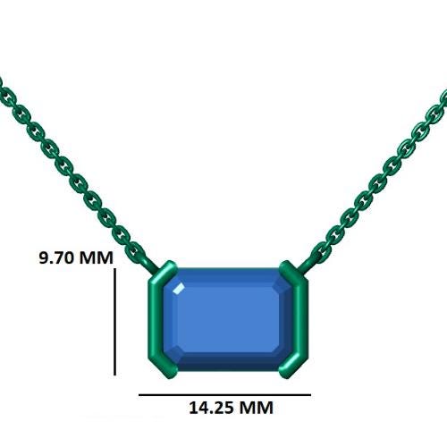 Emerald Cut Lab Grown Diamond Necklace | 4.00 CT Half Bezel Pendant in 14K Gold | IGI Certified Solitaire Wedding Necklace for Her