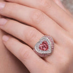 Pink Heart Diamond Ring | Lab Grown Heart Engagement Ring 14K White Gold | Romantic Promise Ring for Her