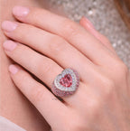 Pink Heart Diamond Ring | Lab Grown Heart Engagement Ring 14K White Gold | Romantic Promise Ring for Her