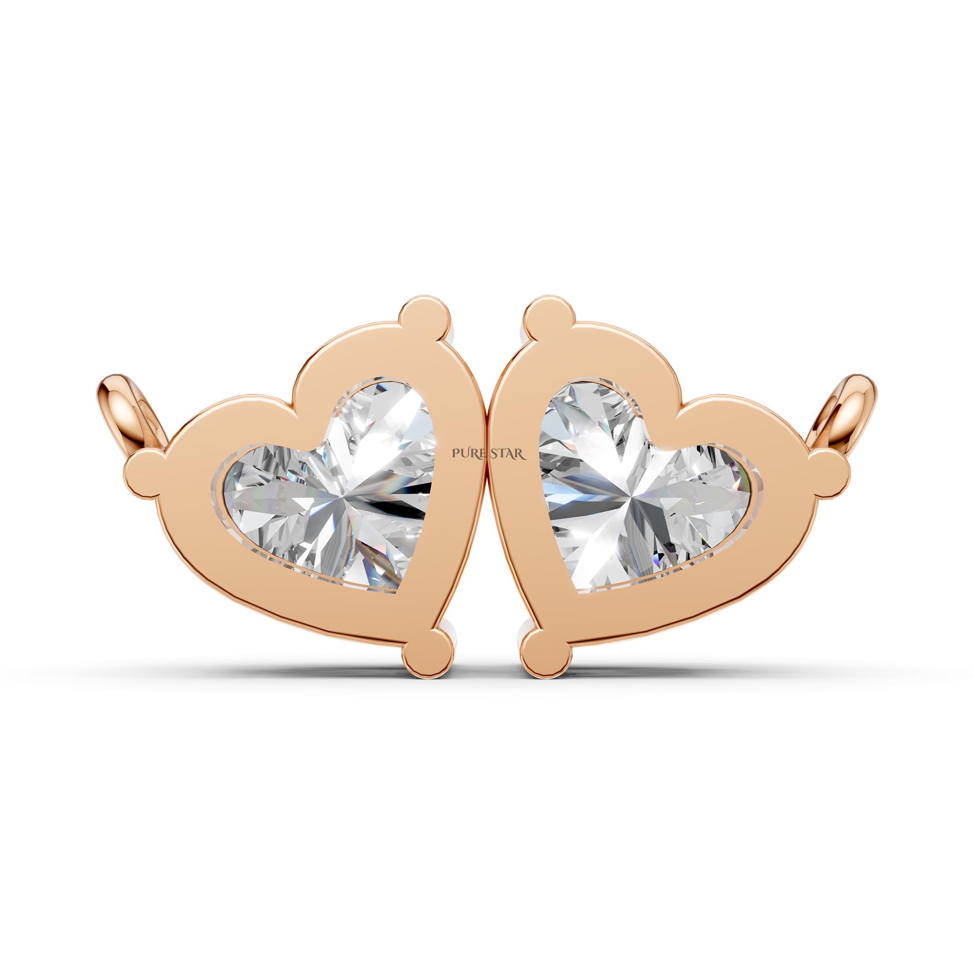 Toi Et Moi Lab Grown Diamond Pendant | Heart & Heart Two Stone 14K Gold Necklace | Romantic Anniversary Gift for Her