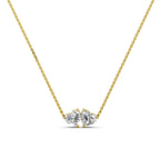 Toi Et Moi Lab Grown Diamond Pendant | Heart & Heart Two Stone 14K Gold Necklace | Romantic Anniversary Gift for Her