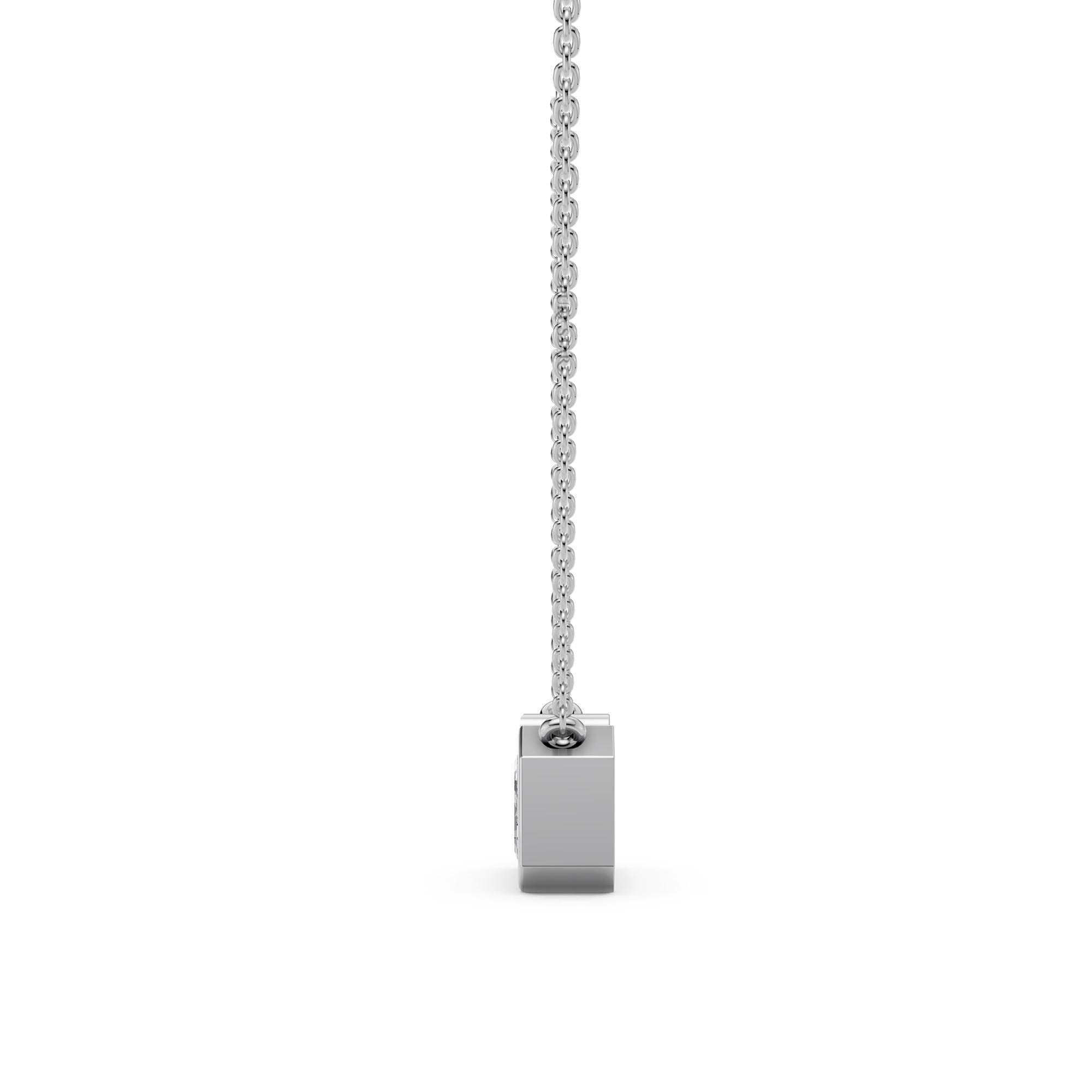 Emerald Cut Lab Grown Diamond Necklace | 4.00 CT Half Bezel Pendant in 14K Gold | IGI Certified Solitaire Wedding Necklace for Her