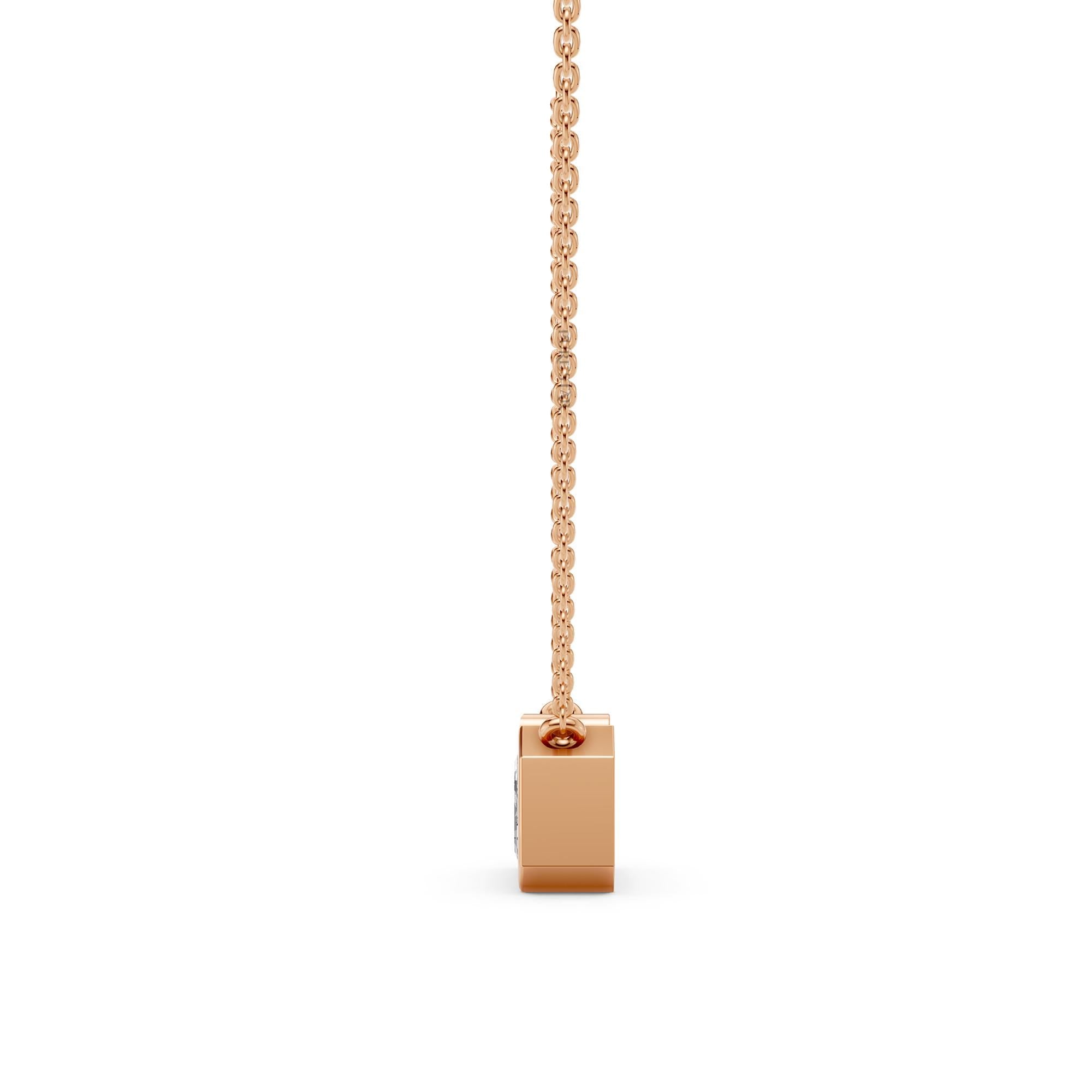 Emerald Cut Lab Grown Diamond Necklace | 4.00 CT Half Bezel Pendant in 14K Gold | IGI Certified Solitaire Wedding Necklace for Her