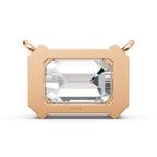 Emerald Cut Lab Grown Diamond Necklace | 4.00 CT Half Bezel Pendant in 14K Gold | IGI Certified Solitaire Wedding Necklace for Her